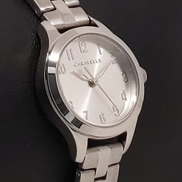 Caravelle Ladies Quartz Watch By Bulova Silvertone White Dial 24mm - Picture 5 of 12